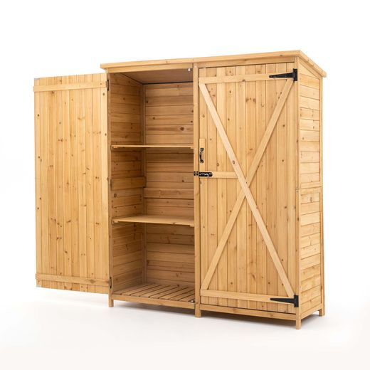 Caseta Armario Gardiun Sundy 140x52x162 cm en Madera Maciza para Exterior - Almacenamiento Resistente y Duradero al Aire Libre