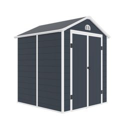 Caseta de Jardín de Resina Gardiun New Donna 3.57 m² (190x192x226 cm) con Ventana Lateral y 2 Puertas de 120x183 cm - Color Gris Antracita