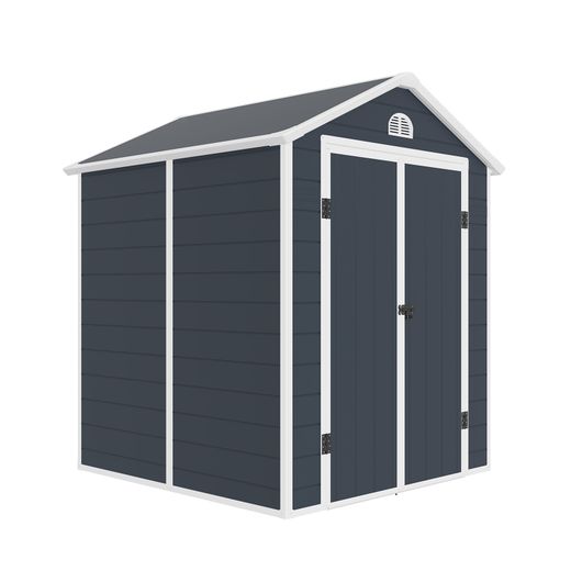 Caseta de Jardín de Resina Gardiun New Donna 3.57 m² (190x192x226 cm) con Ventana Lateral y 2 Puertas de 120x183 cm - Color Gris Antracita