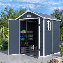 Caseta de Jardín de Resina Gardiun New Donna 3.57 m² (190x192x226 cm) con Ventana Lateral y 2 Puertas de 120x183 cm - Color Gris Antracita