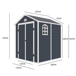 Caseta de Jardín de Resina Gardiun New Donna 3.57 m² (190x192x226 cm) con Ventana Lateral y 2 Puertas de 120x183 cm - Color Gris Antracita