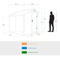 Caseta de Jardín en Resina Gardiun Sylvana A 3,92 m² con Leñero Exterior - 204x192x204 cm, Color Antracita, Resistente y Estética para tu Espacio Exterior