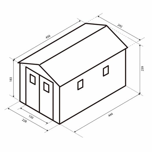 Caseta de Jardín Gardiun Zoe E en Resina 11,04 m² - 242x456x239 cm con Suelo Gris Antracita, Resistente y Estética para tu Espacio Exterior