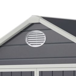 Caseta de Jardín Gardiun Zoe E en Resina 11,04 m² - 242x456x239 cm con Suelo Gris Antracita, Resistente y Estética para tu Espacio Exterior