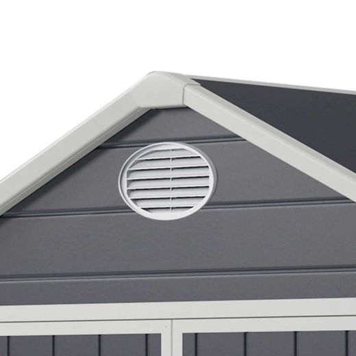 Caseta de Jardín Gardiun Zoe E en Resina 11,04 m² - 242x456x239 cm con Suelo Gris Antracita, Resistente y Estética para tu Espacio Exterior