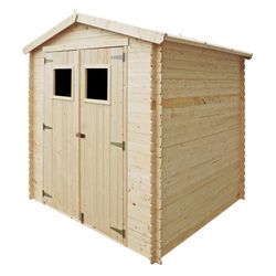 Caseta de Madera Machihembrada Gardiun Alexander I - 3,65 m² Exterior 186x196x183/218 cm con Cubierta Asfáltica, Diseño Robusto y Resistente para Jardín