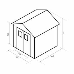 Caseta de Madera Machihembrada Gardiun Alexander I - 3,65 m² Exterior 186x196x183/218 cm con Cubierta Asfáltica, Diseño Robusto y Resistente para Jardín