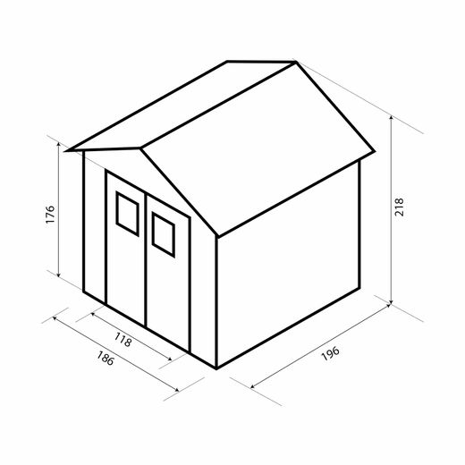 Caseta de Madera Machihembrada Gardiun Alexander I - 3,65 m² Exterior 186x196x183/218 cm con Cubierta Asfáltica, Diseño Robusto y Resistente para Jardín
