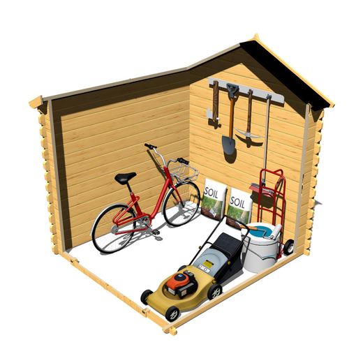 Caseta de Madera Machihembrada Gardiun Alexander I - 3,65 m² Exterior 186x196x183/218 cm con Cubierta Asfáltica, Diseño Robusto y Resistente para Jardín