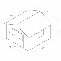 Caseta de Madera Machihembrada Gardiun Petrov 9 m² - 316x318x253 cm, Exterior con Cubierta Asfáltica, Diseño Robusto y Resistente para Jardín