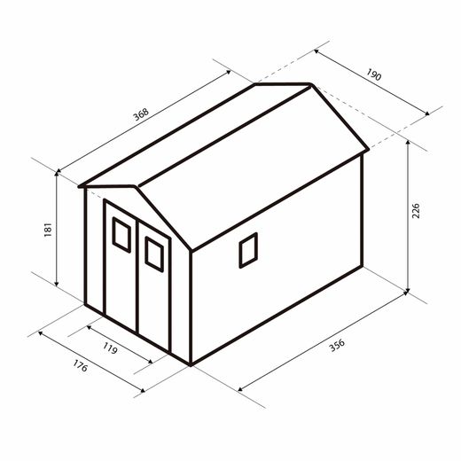 Resinenshütte Gardiun Zoe C 6,99 m² mit Boden und Doppeltür