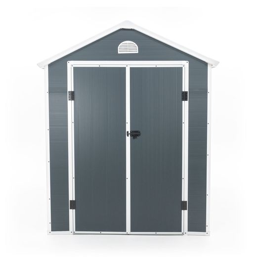 Caseta de Resina Exterior Gardiun New Fiorella 5,32m² (188x278x225 cm) con Ventanas Laterales y Respiraderos en Antracita/Blanco – Ideal para Jardín y Espacios al Aire Libre
