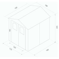 Caseta de resina Alessia A 3,57 m² con suelo y ventanas beige