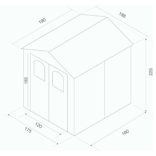 Caseta de resina Alessia A 3,57 m² con suelo y ventanas beige