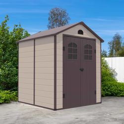 Caseta de resina Alessia A 3,57 m² con suelo y ventanas beige