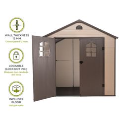 Caseta de resina Alessia A 3,57 m² con suelo y ventanas beige