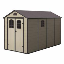 Caseta de Resina Gardiun Alessia C 188x366x225 cm - 6,88 m² con Suelo y Ventanas Beige, Diseño Elegante para Jardín