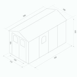Caseta de Resina Gardiun Alessia C 188x366x225 cm - 6,88 m² con Suelo y Ventanas Beige, Diseño Elegante para Jardín