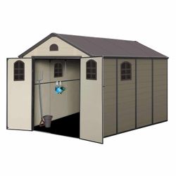 Caseta de resina Alessia D 8,82 m² con suelo y ventanas beige