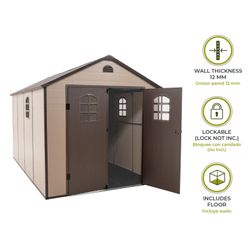 Caseta de resina Alessia D 8,82 m² con suelo y ventanas beige