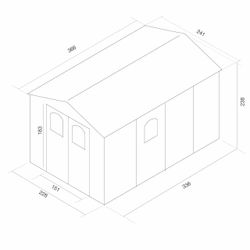 Caseta de resina Alessia D 8,82 m² con suelo y ventanas beige
