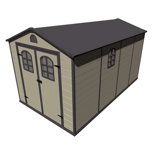 Caseta de resina Alessia D 8,82 m² con suelo y ventanas beige