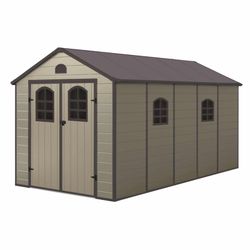 Resinenscheune Alessia E 11 m² mit Boden und beige Fenstern