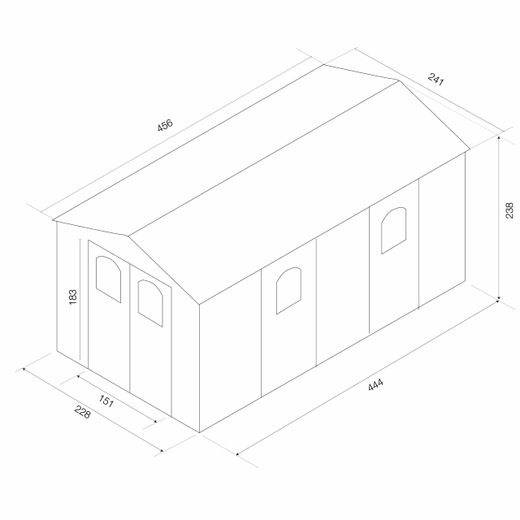 Resinenscheune Alessia E 11 m² mit Boden und beige Fenstern