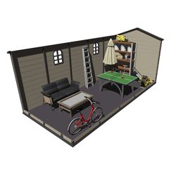 Resinenscheune Alessia E 11 m² mit Boden und beige Fenstern
