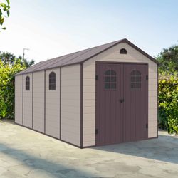 Resinenscheune Alessia E 11 m² mit Boden und beige Fenstern