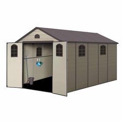 Resinenscheune Alessia E 11 m² mit Boden und beige Fenstern