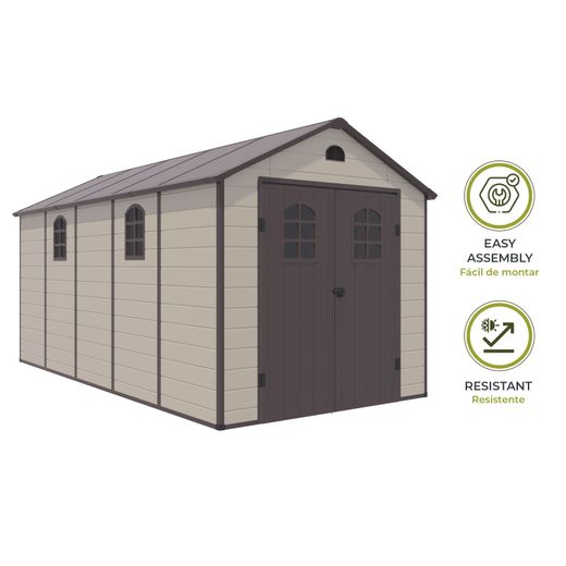 Resinenscheune Alessia E 11 m² mit Boden und beige Fenstern