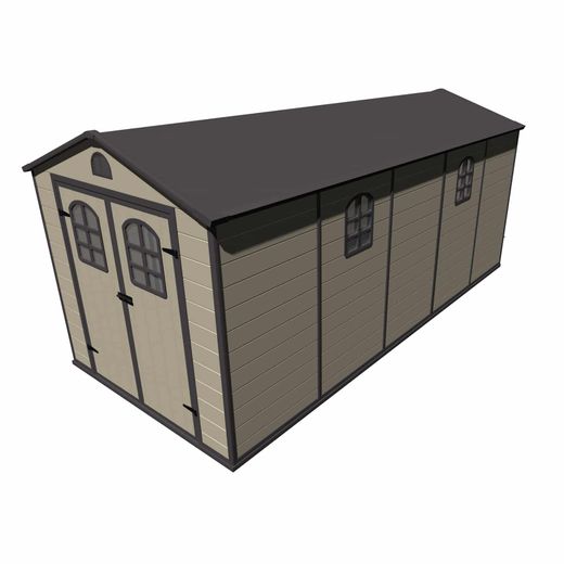 Resinenscheune Alessia E 11 m² mit Boden und beige Fenstern