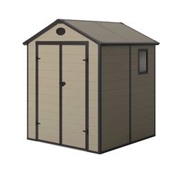Caseta de Resina Gardiun Isabella Crudo/Marrón 3,57 m² Exterior 188x190x225 cm – Elegante y Resistente para Mascotas