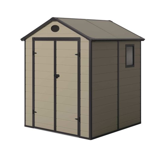 Caseta de Resina Gardiun Isabella Crudo/Marrón 3,57 m² Exterior 188x190x225 cm – Elegante y Resistente para Mascotas
