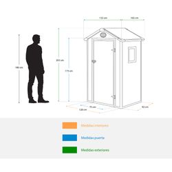 Resinenshütte Stella 1,34 m² mit klappbarer Tür und seitlichem Fenster