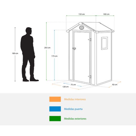 Resinenshütte Stella 1,34 m² mit klappbarer Tür und seitlichem Fenster