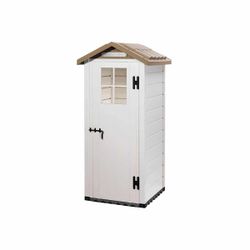 Caseta de Resina Gardiun Tuscany Evo 80 - 1 m² (97x97x203 cm) en Blanco/Beige, Diseño Elegante y Resistente para Jardín