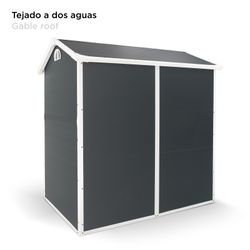 Caseta de Resina para Exterior Gardiun New Marena 2,57m² (130x190x203 cm) con Ventana Lateral y Respiraderos, Color Antracita/Blanco – Ideal para Jardín y Espacios al Aire Libre