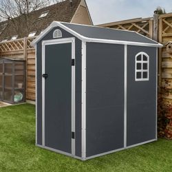 Caseta de Resina para Exterior Gardiun New Marena 2,57m² (130x190x203 cm) con Ventana Lateral y Respiraderos, Color Antracita/Blanco – Ideal para Jardín y Espacios al Aire Libre