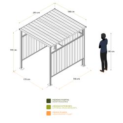 Caseta Metálica Cobertizo Gardiun Samara 3,60 m² en Acero Galvanizado 0.40 mm – Garaje para Moto, Bicicletas y Cubos de Basura, Resistente y Duradero