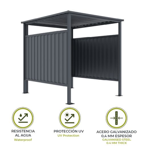 Caseta Metálica Cobertizo Gardiun Samara 3,60 m² en Acero Galvanizado 0.40 mm – Garaje para Moto, Bicicletas y Cubos de Basura, Resistente y Duradero