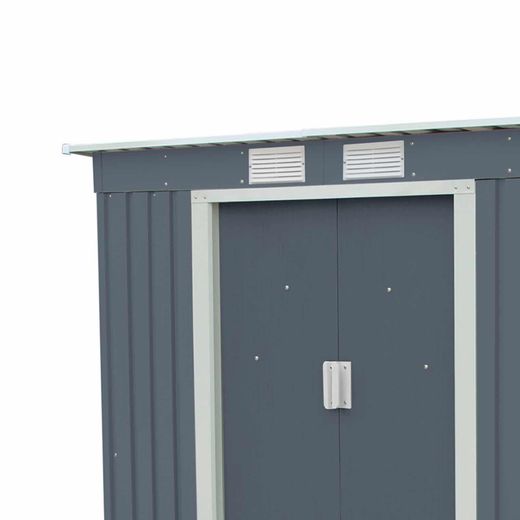 Caseta Metálica Exterior Gardiun Buckingham 2,43 m² - 201x121x176 cm, Acero Galvanizado, Color Gris Antracita, Resistente y Duradera para Jardín