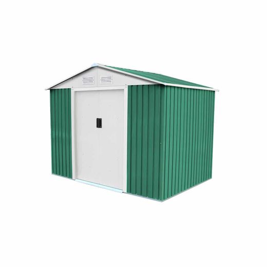 Caseta Metálica Exterior Gardiun Cambridge 4,72 m² - 261x181x198 cm en Acero Galvanizado, Color Verde, Ideal para Jardín y Espacios al Aire Libre