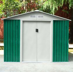 Caseta Metálica Exterior Gardiun Cambridge 4,72 m² - 261x181x198 cm en Acero Galvanizado, Color Verde, Ideal para Jardín y Espacios al Aire Libre