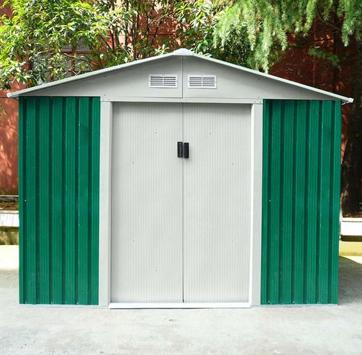 Caseta Metálica Exterior Gardiun Cambridge 4,72 m² - 261x181x198 cm en Acero Galvanizado, Color Verde, Ideal para Jardín y Espacios al Aire Libre