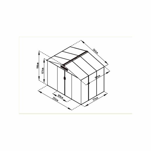 Caseta Metálica Exterior Gardiun Cambridge 4,72 m² - 261x181x198 cm en Acero Galvanizado, Color Verde, Ideal para Jardín y Espacios al Aire Libre