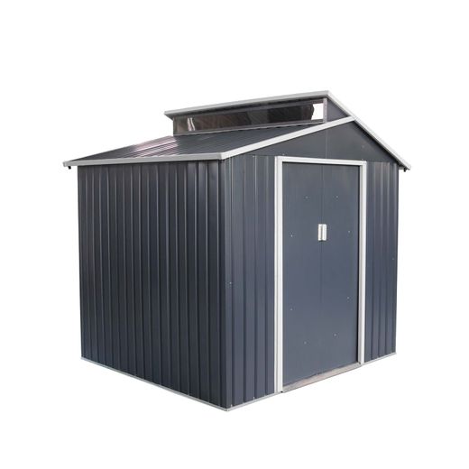 Caseta Metálica Exterior Gardiun Chester 4,25 m² - 193x220x214 cm, Acero Galvanizado, Color Gris Antracita, Resistente y Duradera para Jardín