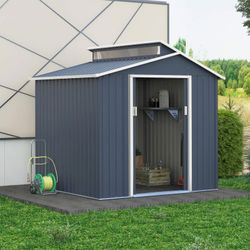 Caseta Metálica Exterior Gardiun Chester 4,25 m² - 193x220x214 cm, Acero Galvanizado, Color Gris Antracita, Resistente y Duradera para Jardín