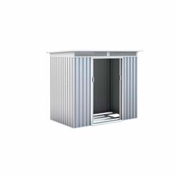 Caseta Metálica Exterior Gardiun Kingston 3 m² - 142x213x184 cm - Acero Galvanizado, Color Silver/Blanco, Ideal para Jardín y Espacios al Aire Libre